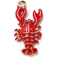 Zinc Alloy Enamel Lobster Pendant in Red and Gold — Charms & Pendants