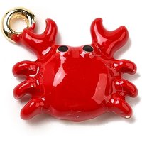 Zinc Alloy Enamel Crab Pendant in Red and Gold