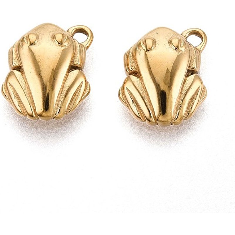 Charm en Acier Inoxydable 304, Charm de Grenouille avec Plaquage en Or 14K — Breloques et pendentifs