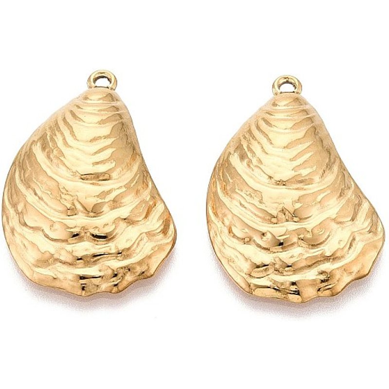 304 Stainless Steel Shell Shape Pendant with 18K Gold Plating — Charms & Pendants