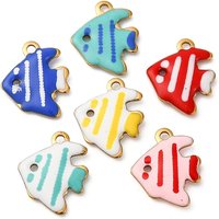 304 Stainless Steel Enamel Marine Animal Charm - Golden Fish