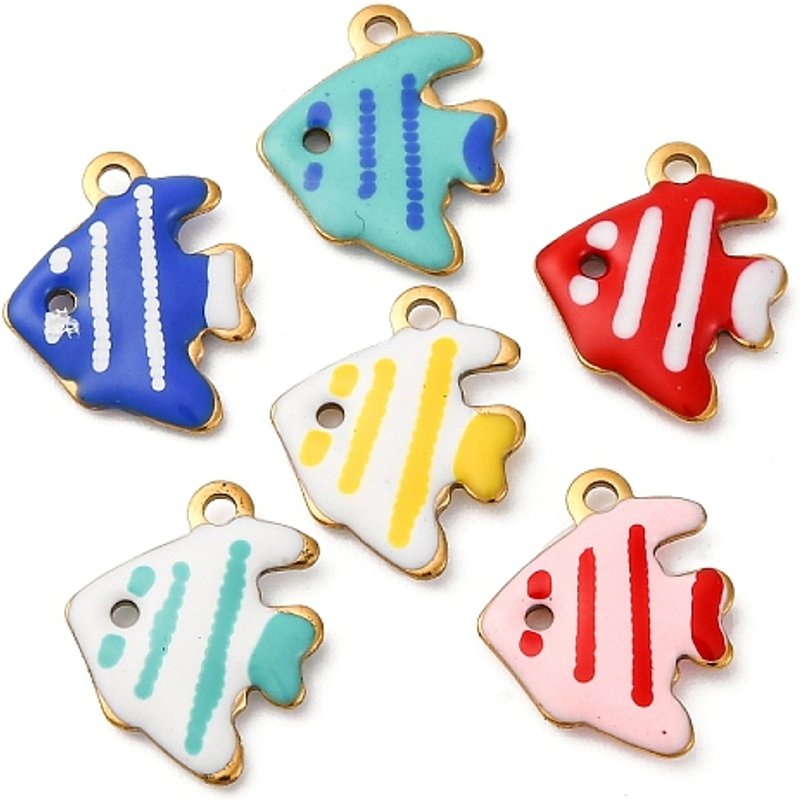 Charm en émail en acier inoxydable 304 - Poisson doré — Breloques et pendentifs
