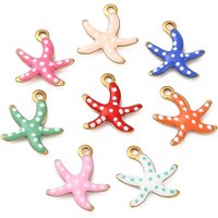 Charm en Émail Doré en Acier Inoxydable 304, Étoile de Mer — Breloques et pendentifs