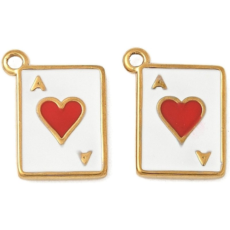 Charms Ace of Hearts en Acier Inoxydable avec Plaquage en Or 18K — Breloques et pendentifs