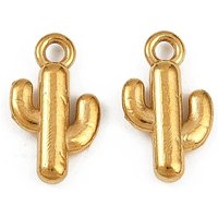 Pendentif en Acier Inoxydable Cactus, Plaqué Or 18K — Breloques et pendentifs