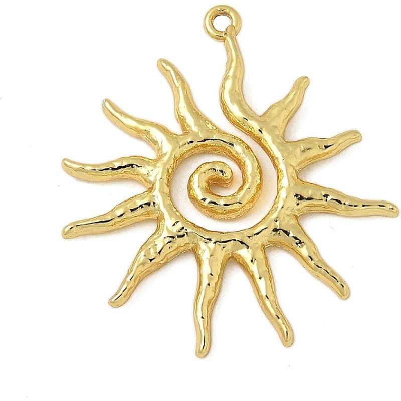 Brass Sun Charms, 18K Gold Plated Pendants, 30x27.5mm — Charms & Pendants