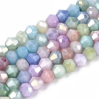 Brins de perles en verre opaque électroplaqué facetté, bicone, couleur mixte — Perles à bijoux