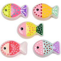 Handmade Lampwork Fish Beads with Enamel, Mixed Colors