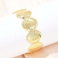 Brass Shell Shape Cuff Bangles for Women - 18K Gold Plated — Bracelet Women