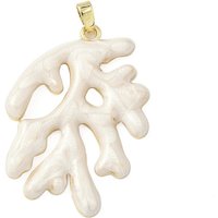 Pendentif en laiton avec charms corail, plaqué or 18K, blanc floral — Breloques et pendentifs