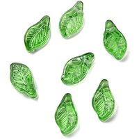 Perles en Verre en Forme de Feuille, Vert, 12x6.5x5mm, Trou: 0.8mm — Perles à bijoux