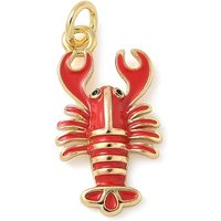 Brass Enamel Lobster Charms with Jump Ring, 18K Gold Plated