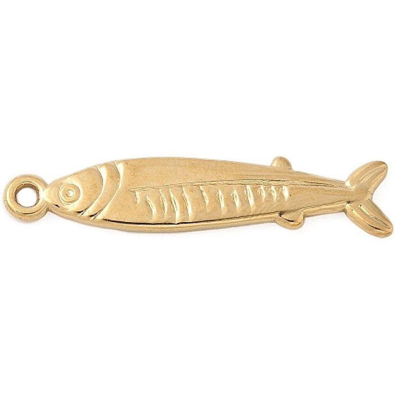 Pendentif Sardine en Acier Inoxydable 304, Plaqué Or 18K — Breloques et pendentifs