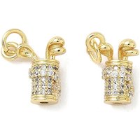 Brass Micro Pave Cubic Zirconia Golf Charms, 18K Gold Plated