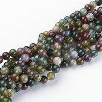 Fils de Perles en Agate Indienne Naturelle, Rond, 6mm, Trou 0.8mm — Perles à bijoux