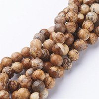 Natural Picture Jasper Gemstone Beads Strands, Round, 8mm
