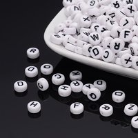 Acrylic Horizontal Hole Letter Beads, Mixed Letters, Flat Round — Jewelry Beads