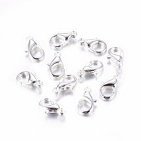 Attaches de Homard en Alliage de Zinc, Attaches à Déclenchement de Perroquet, Argent 12x6mm