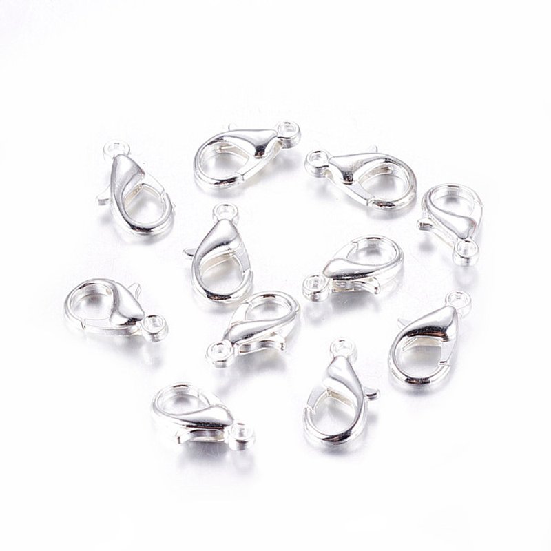 Attaches de Homard en Alliage de Zinc, Attaches à Déclenchement de Perroquet, Argent 12x6mm — Accessoires pour bijoux