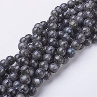 Fils de perles de larvikite naturel, rond, 8 mm, 15,5 pouces — Perles à bijoux