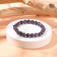 Natural Amethyst Beaded Stretch Bracelet, 2 inch Inner Diameter — Bracelet Women