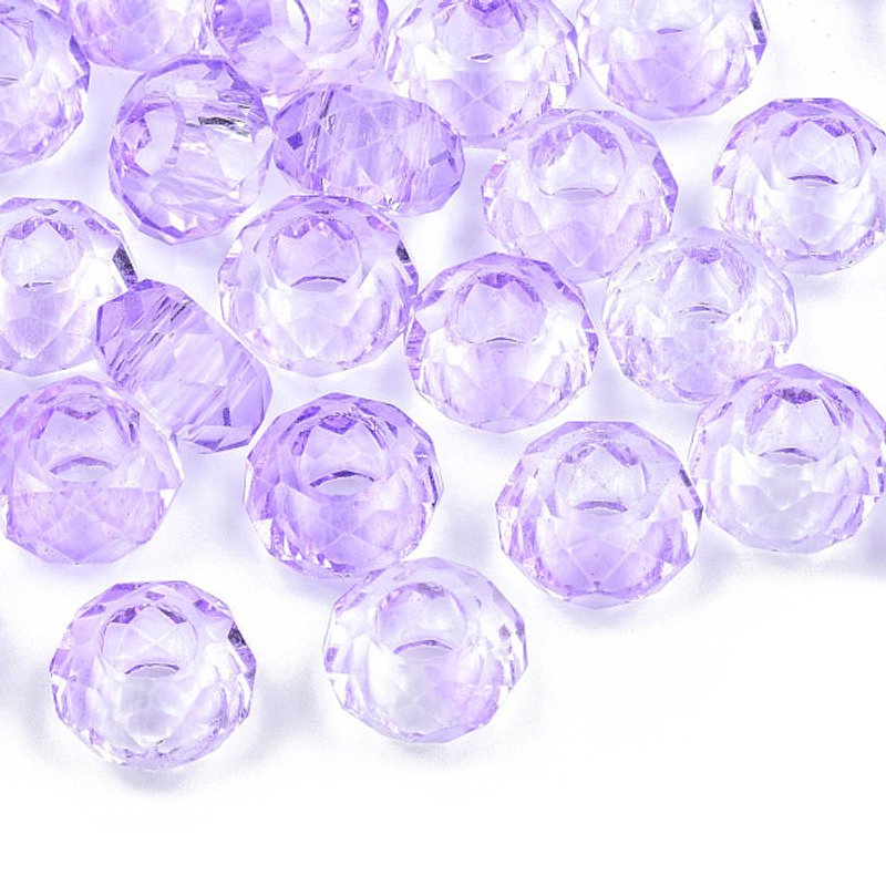 Perles Européennes en Verre, Rondelle, Lilas, Grand Trou, Sans Noyau Métallique — Perles à bijoux
