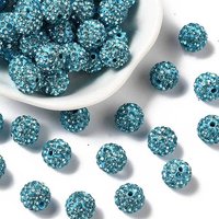 Perles Pave Disco Ball, Perles en Argile Polymère Aquamarine — Perles à bijoux