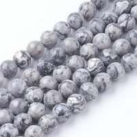 Brins de perles de jaspe Picasso naturel, ronds, 6 mm, 15 pouces