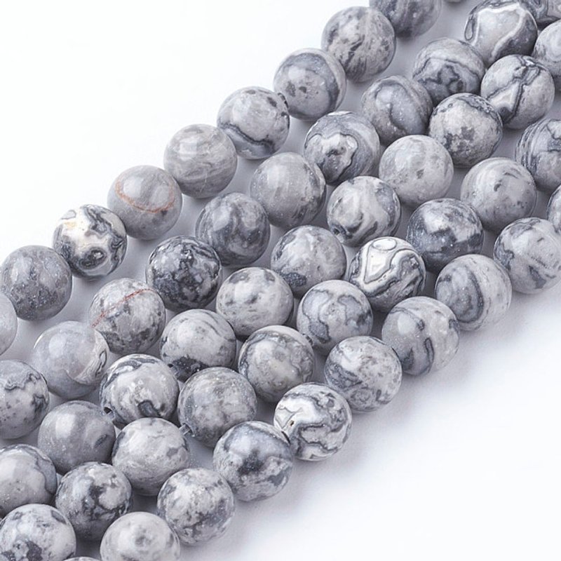 Brins de perles de jaspe Picasso naturel, ronds, 6 mm, 15 pouces — Perles à bijoux
