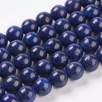 Brins de perles de lapis lazuli naturel, teint, ronds, bleus, 10mm — Perles à bijoux