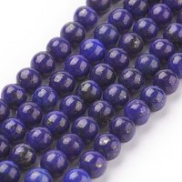 Brins de perles de lapis lazuli naturel, teint, ronds, bleus, 4mm