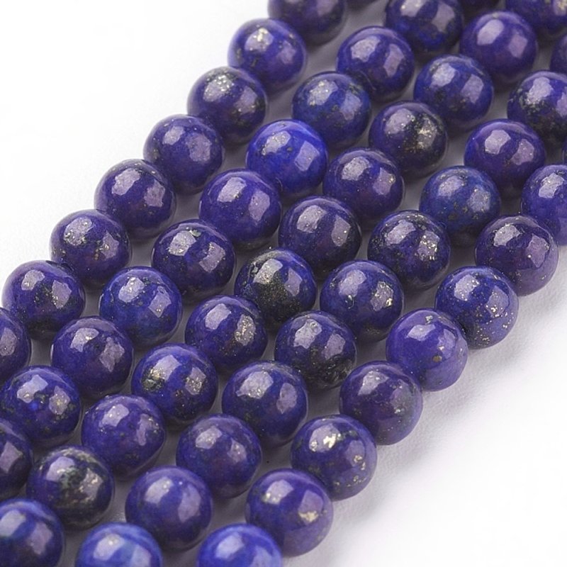 Brins de perles de lapis lazuli naturel, teint, ronds, bleus, 4mm — Perles à bijoux