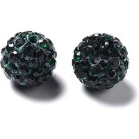 Perles Pave Disco Ball, Argile polymère, Rhinestone, Émeraude, 10mm