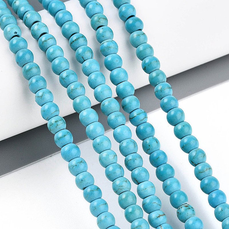 Synthetic Turquoise Beads Strands, Round 4mm, 90pcs — Jewelry Beads
