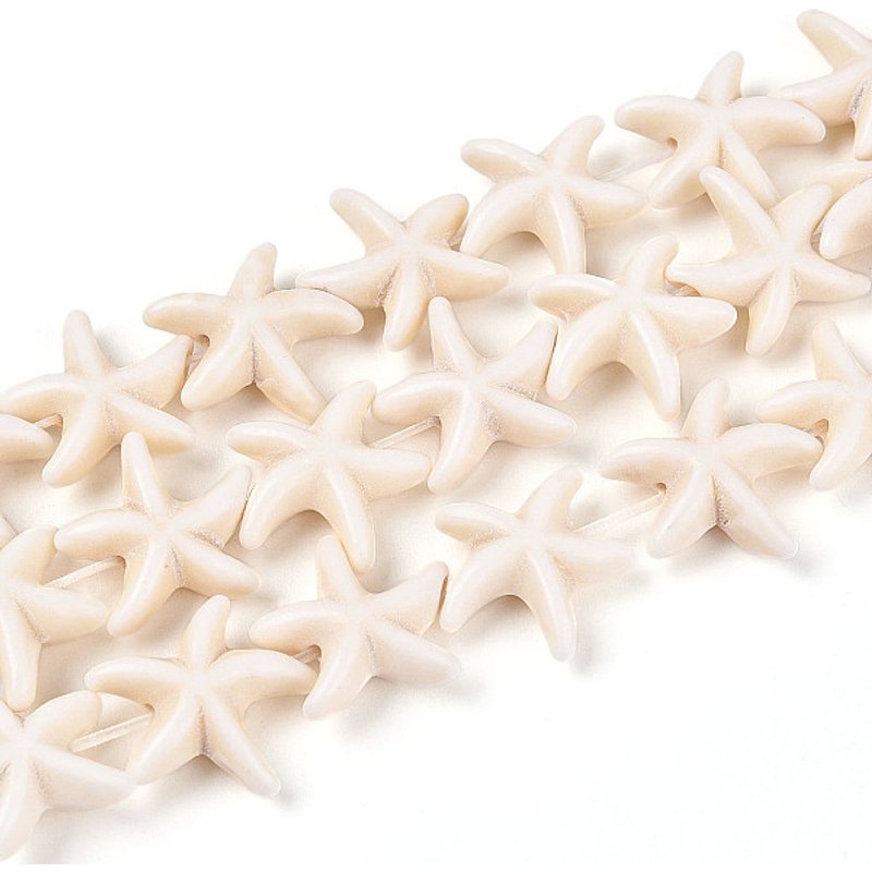 Gemstone Beads Strands, Synthetical Turquoise Starfish, Beige — Jewelry Beads