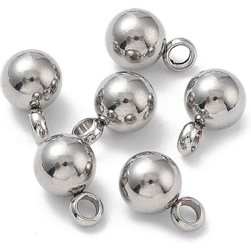 Pendants ronds en acier inoxydable 304, résistant à l'oxydation, 9x6mm — Breloques et pendentifs