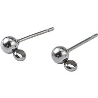 Non-Tarnish 304 Stainless Steel Stud Earring Findings with Loop — Jewelry Findings