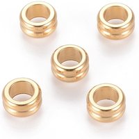 Perles en acier inoxydable 304 avec placage ionique, plaqué or 18K