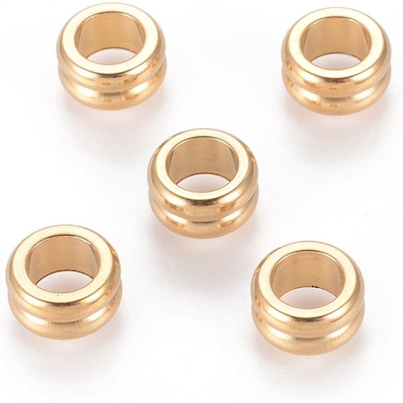 Perles en acier inoxydable 304 avec placage ionique, plaqué or 18K — Perles à bijoux