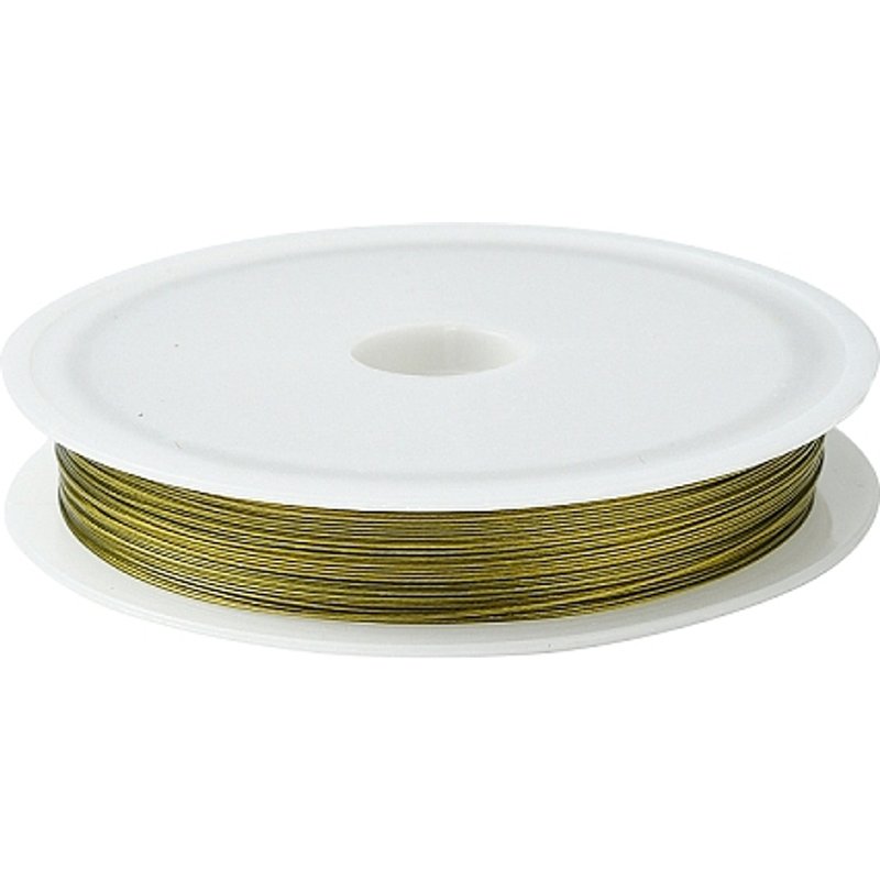 Tiger Tail Wire, Nylon-coated Stainless Steel, Gold, 0.38mm, 196.85 Feet — Chains, Wire & Cord