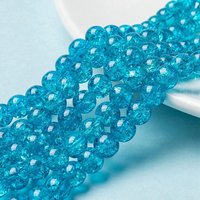 Brins de Perles en Verre Craquelé, Ronde Turquoise Foncé, 8mm, 100pcs — Perles à bijoux