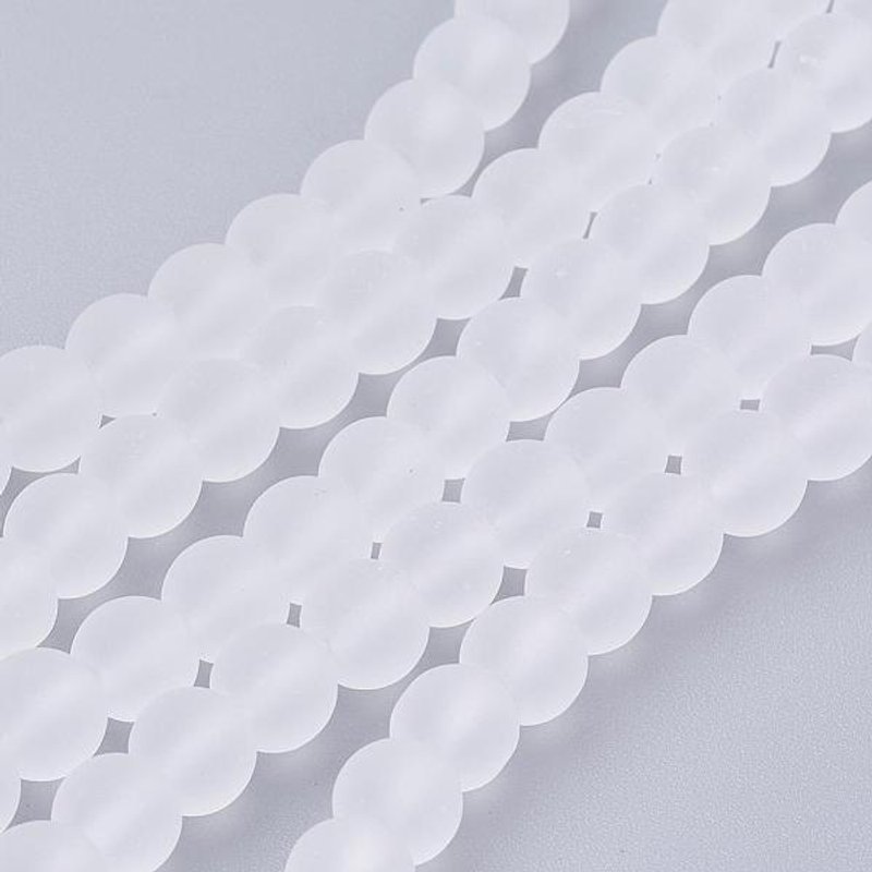 Frosted White Round Glass Bead Strands, 6mm, 140pcs/strand — Jewelry Beads