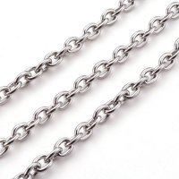 304 Stainless Steel Cable Chains, Unwelded, Oval, 164.04 Feet