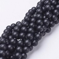 Brins de Perles en Agate Noire Naturelle, Qualité A, Givrées, 8mm, 15 pouces — Perles à bijoux