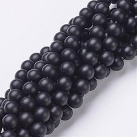 Fils de perles en agate noire naturelle, qualité A, givrés, 6mm — Perles à bijoux