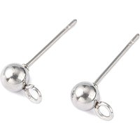 304 Stainless Steel Ball Post Stud Earring Findings with Loop — Jewelry Findings