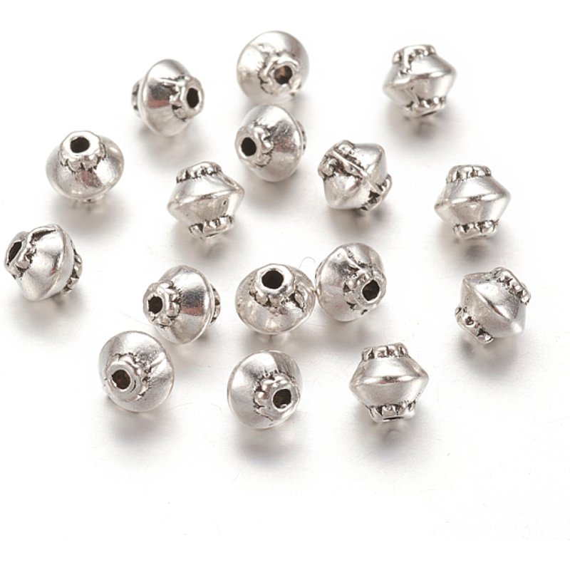 Tibetan Style Spacer Beads, Antique Silver Bicone, Lead Free