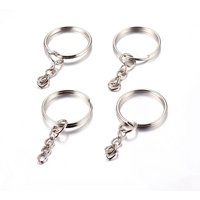 Iron Split Key Rings, Keychain Clasp Findings, 25x2mm