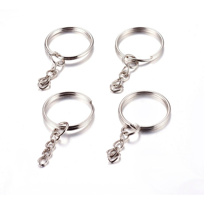 Iron Split Key Rings, Keychain Clasp Findings, 25x2mm — Jewelry Findings