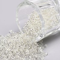 Perles de Verre 12/0, Trou Rond Argenté, Blanches, 2mm de Diamètre